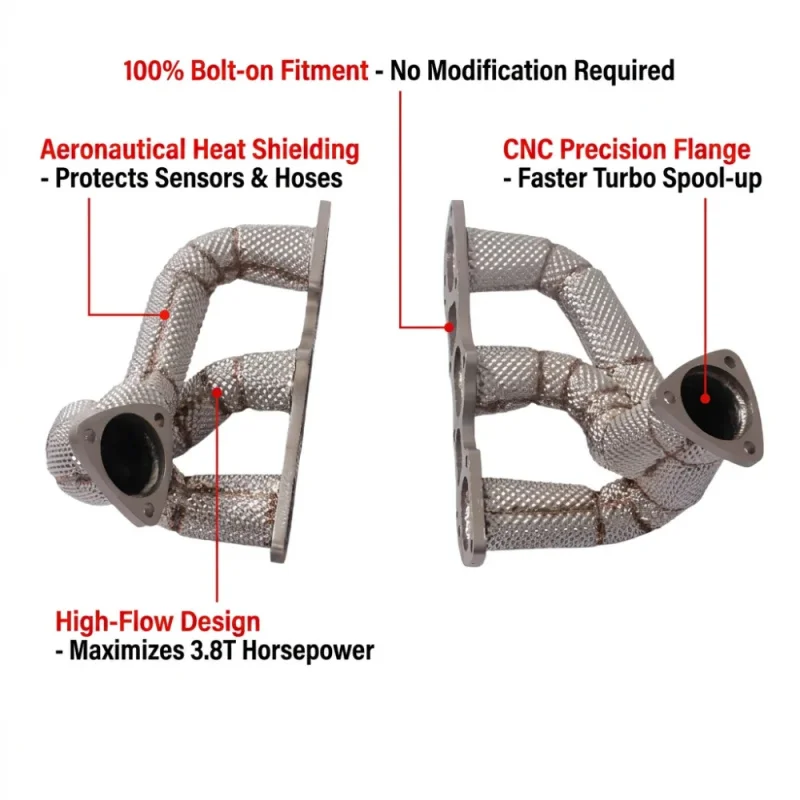 High Performance Racing Headers Exhaust Pipes for Porsche 911 991.2 Turbo S 3.8T with Metallic Heat Shielding Exhaust Manifold