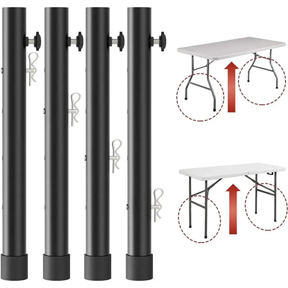 4Pcs Table Height Extender with Reinforced Bolts Adjustable Folding Tables Straight/Bent Leg Extender