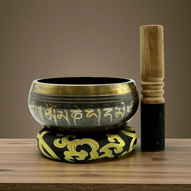 Cuenco tibetano para cantar, cuenco budista nepalí para cantar, Yoga, meditación, cuenco para terapia de sonido budista, Carft de religión de cobre
