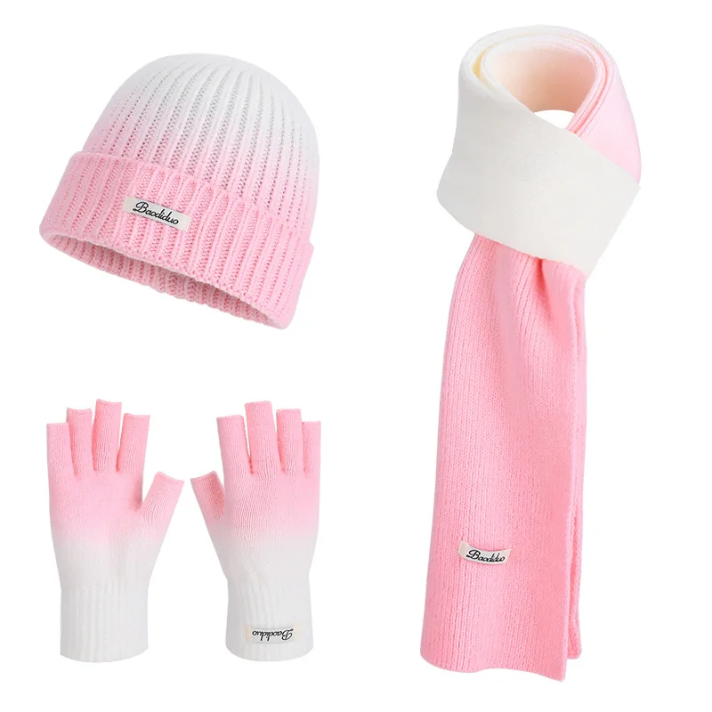 ensemble-cadeau-pour-femme-3-pieces-bonnet-gants-et-echarpe-bonnet-tricote-a-bord-cotele-ideal-pour-l'hiver-la-neige-et-les-montagnes-rose-et-bleu-chaud-et-confortable-style-classique-pour-un-usage-quotidien