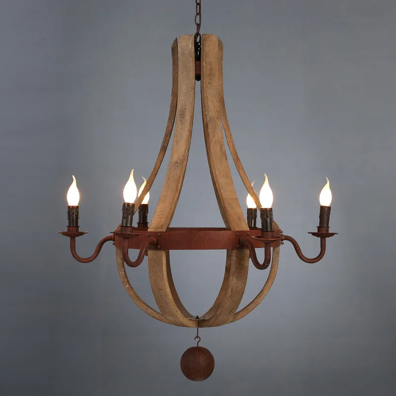 Creative American country industrial style wood chandelier living room restaurant cafe bar bedroom bed and breakfast hotel lamps