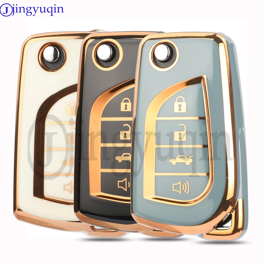 jingyuqin 4 Buttons TPU Car Remote Key Case Cover for Toyota Hilux Corolla Avensis Prado Fortuner RAV4 CHR Camry Accessories