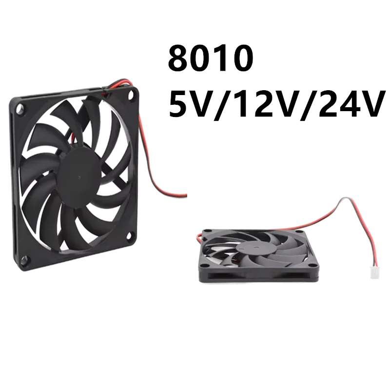 Ventilador de Resfriamento 8010 5V 12V 24V Sem Escovas para Peças de Impressora 3D Reprap, Cooler DC 80 x 80 x 10mm, Ventilador de Plástico ﻿
