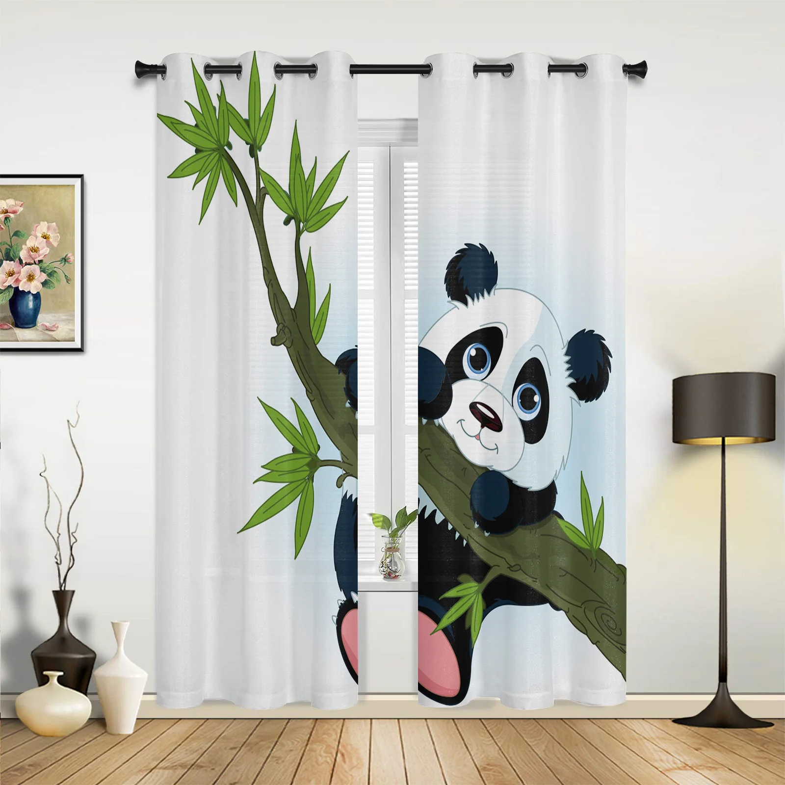 

Бамбуковая панда китайские милые Мультяшные оконные шторы для гостиной спальни кухни оконные занавески домашний декор занавески