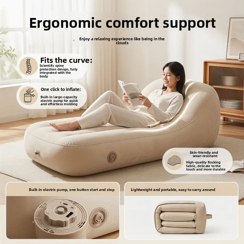 Thickened Inflatable Lounge Chair, Home Sleeper, Nap Lounge Chair, High Load-bearing Camping Portable Sofa Living Room Sofas