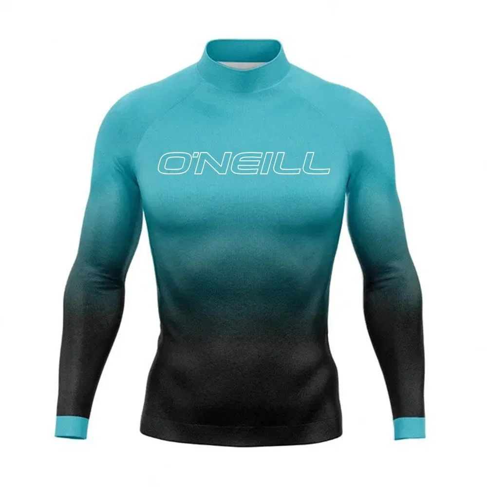 Men's Gradient Surfing Diving Suit Swimsuit Long Sleeved T-shirt UV Resistant Swimsuit Surfing Tight Fitting Shirt Sportswear image 3