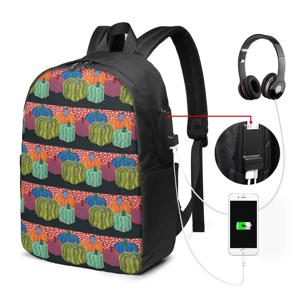 Kusama Cinch Backpack Travel Notebook Bag Computer College Student School Bag Laptop Shoulder Bags for Men Women