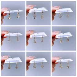 Trendy Small Pendant Huggie Hoop Earrings for Women Gold Color Plated Cubic Zircon Jewelry
