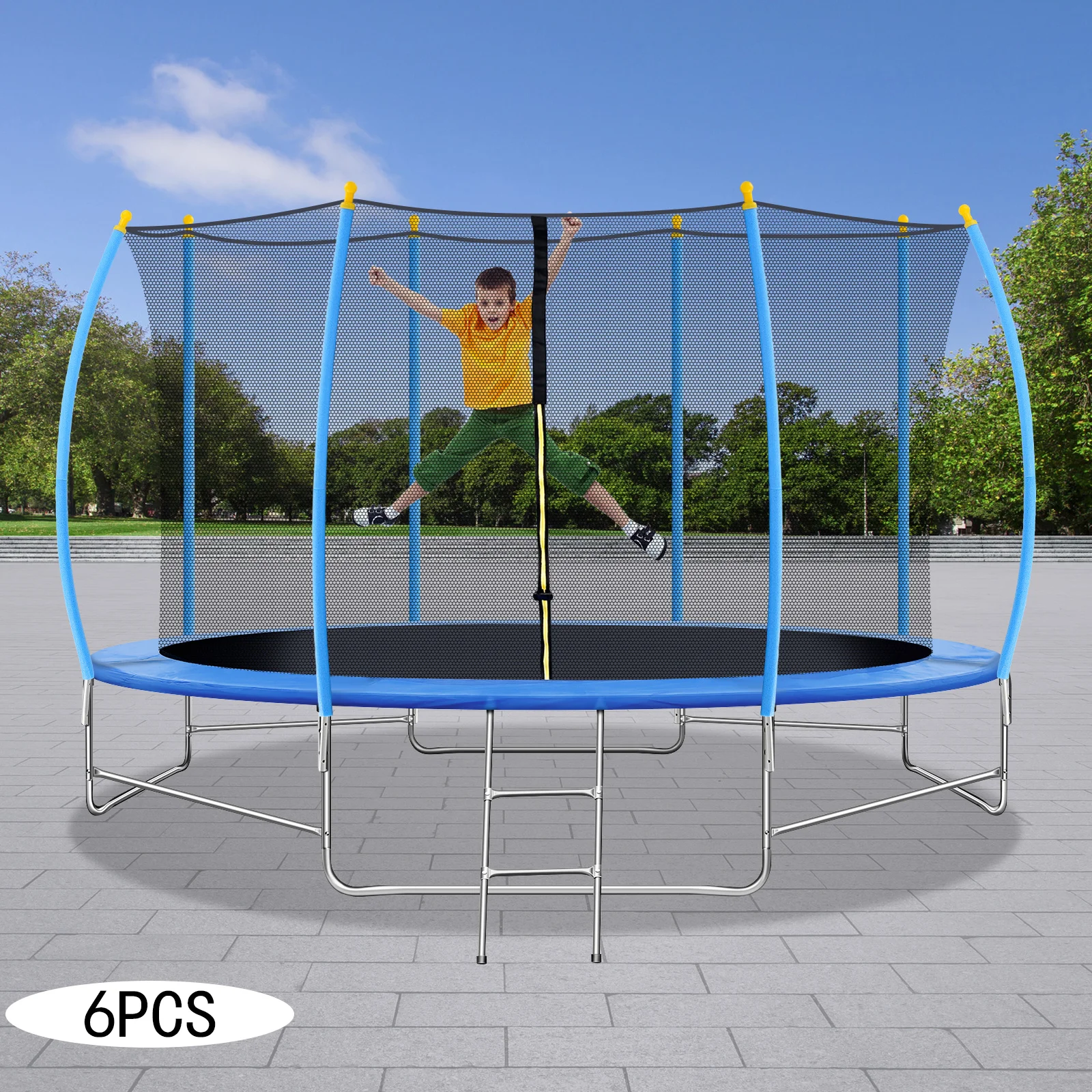 Blaues verzinktes Stahlrohr, 196 cm, gebogener Trampolinpfosten, verdickte Version, 1–1,2 mm Trampolin-Unterstützung, Ersatzhebel