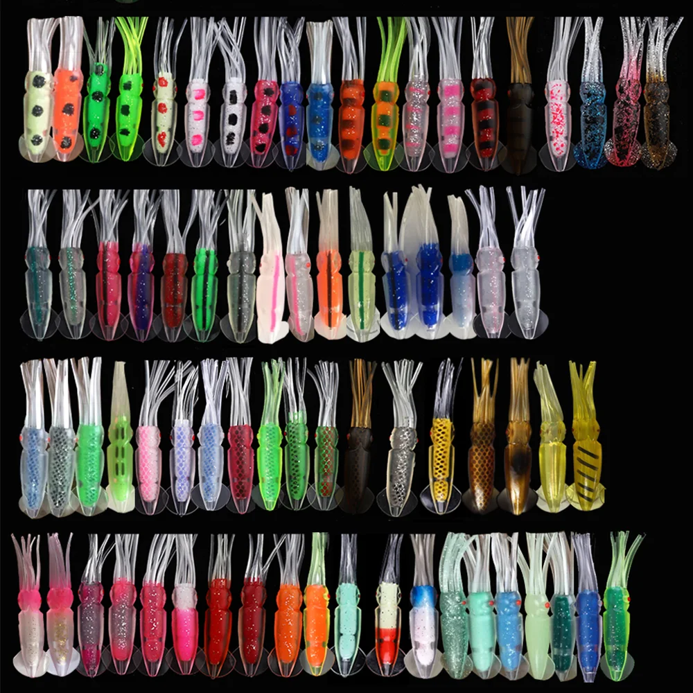 

T 6pcs 10cm 12cm 15cm Soft Squids Bait Trolling Lure Sea Fishing High Quality Squid Hoochies Fishing Lure IS701