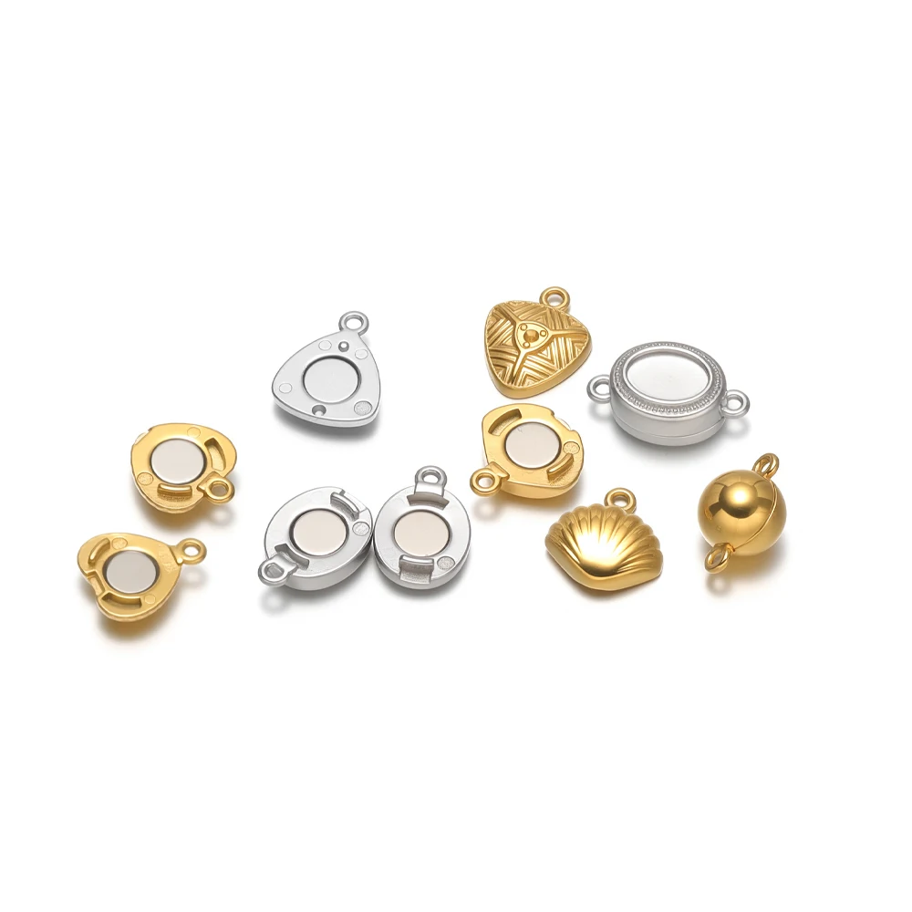 2 Sets Edelstahl-Magnetverschlüsse, Schnallen und Verbinder für die Herstellung von Schmuck, Halsketten, Anhängern und Armbändern im DIY-Stil. – Detail 1