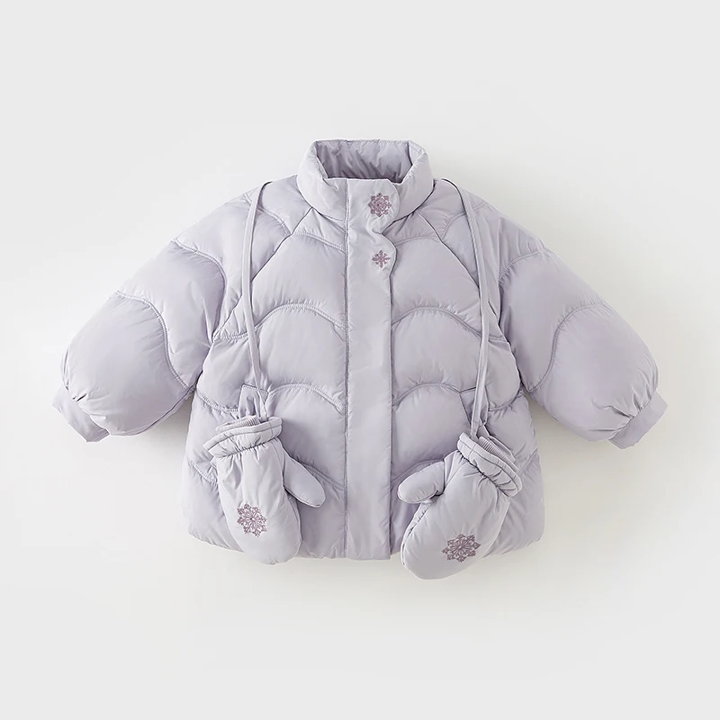 Dave Bella Winter Girls Coats Children Warm Purple White Duck Down Jackets Kids Outdoor Baby Clothing with Gloves DB4237475