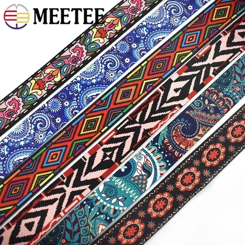 5 Meter 38 mm bedrucktes Nylongewebe Boho Taschengurt Band Handtaschengriff Ledergürtel Schrägband DIY Nähmaterial Zubehör