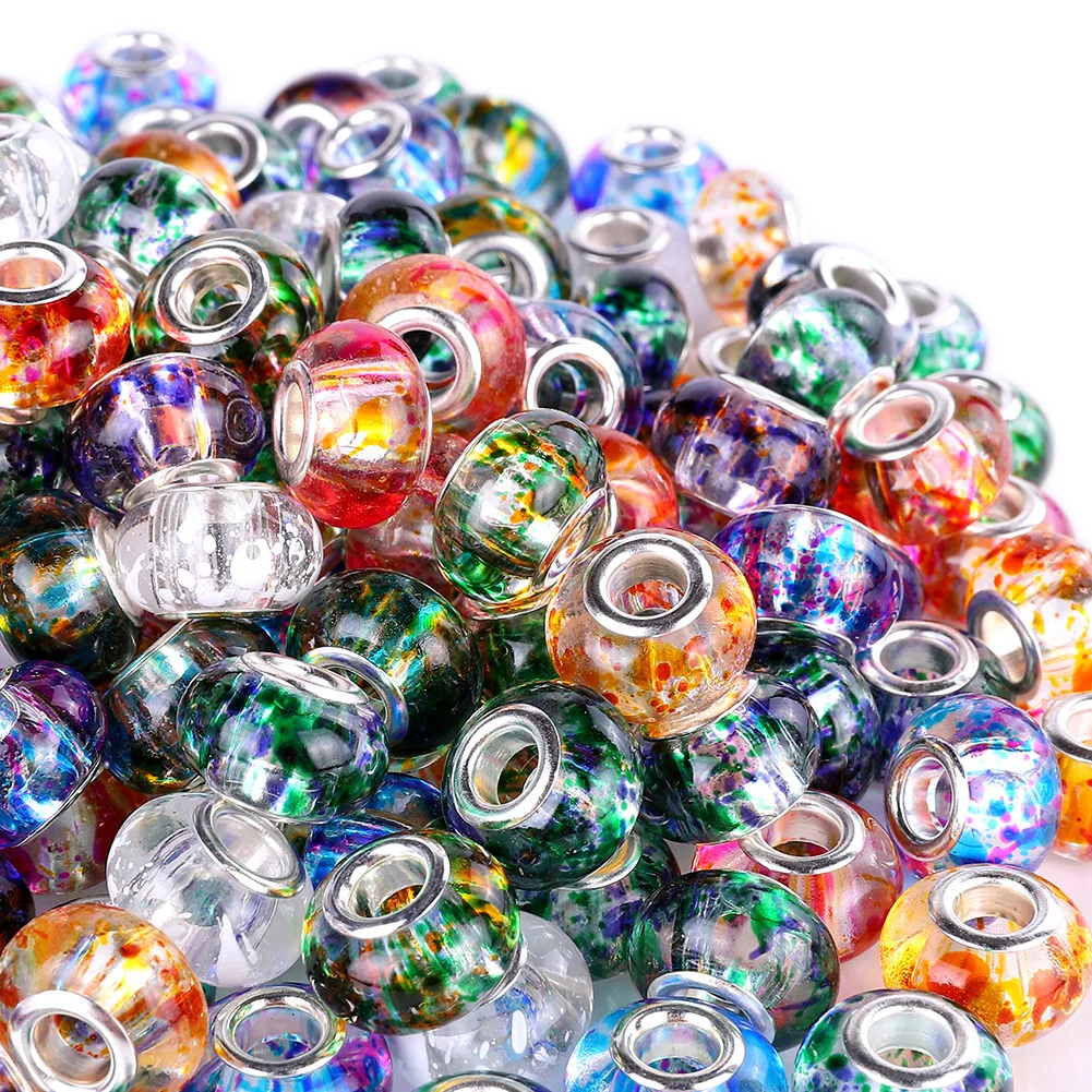 Wholesales 50PCS Mix Style Big Hole Bead for DIY Jewelry Making Colorful Crystal Charm Jewelry Acceossires