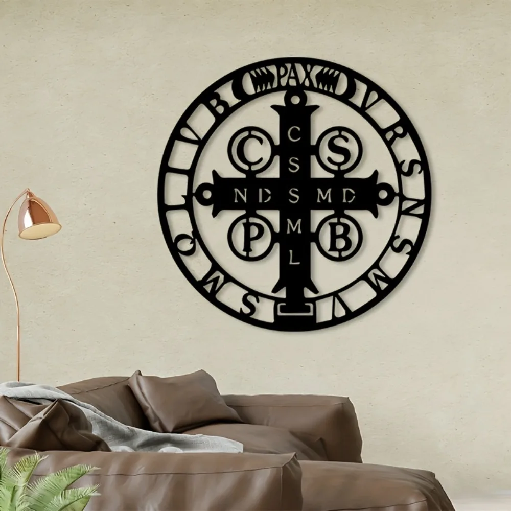 CIFBUY Metal Wall Art St Benedict Iron Hanging Plaque Rustproof Sculpture for Home Chapel Decor Ornament Accent Stylish