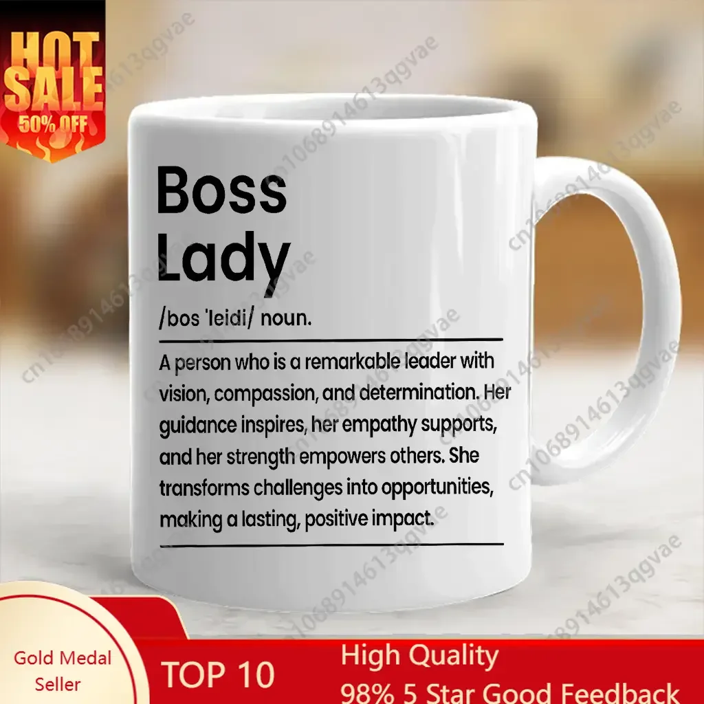 

Boss Lady Coffee Mug Funny Coworkers Besties Ceramic Mug 11 Oz Ceramic Mugs Beverage Cup / Water Cups