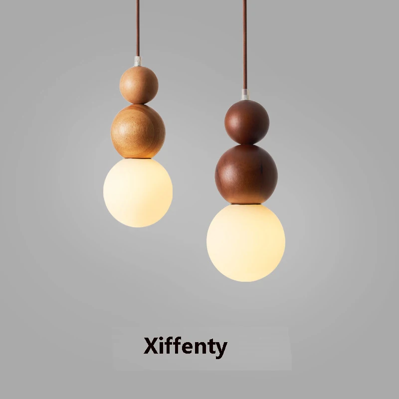 Wooden Chandelier Restaurant Bar Bedroom Bedside Lamp Japanese Home Single Head Long Line Small Pendant Lamp