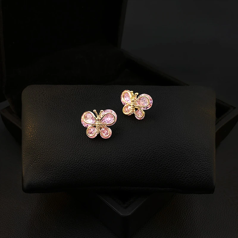 Cute Pink Butterfly Brooch Women's High-End Suit Clothes Neckline Anti-Exposure Small Buckle Accessories Collar Pin Jewelry 5303