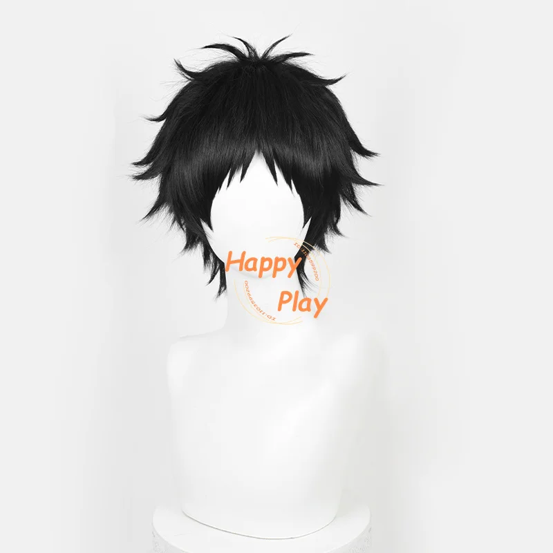 Anime Akaashi Keiji Cosplay Wig Men 30cm Short Black Anime Cosplay Wigs Heat Resistant Synthetic Hair Halloween Party + Wig Cap