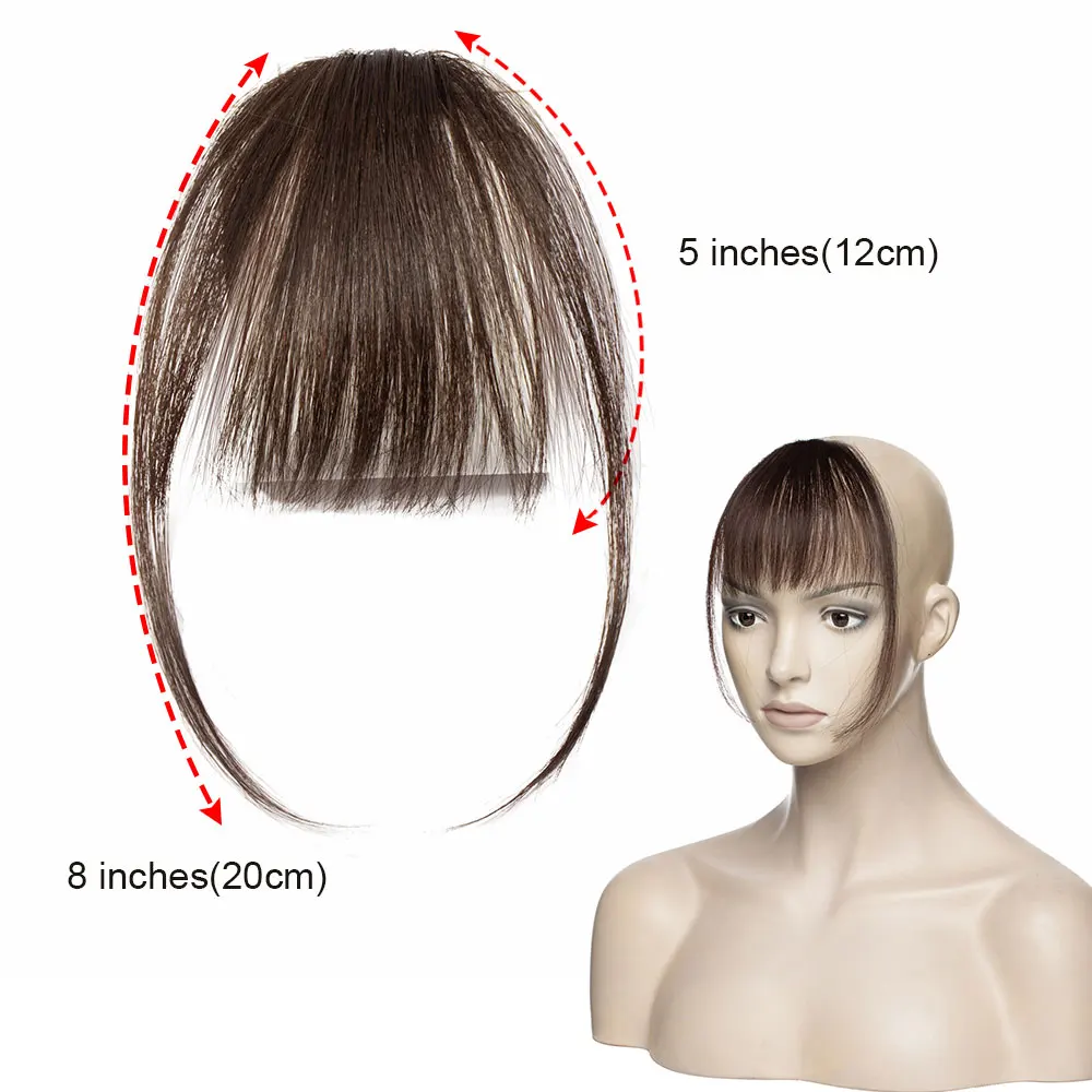 Mini Thin Air Blunt Light Bangs Human Hair Bangs with Temples Headband Hand-made Natural Clip on Bangs Hairpiece