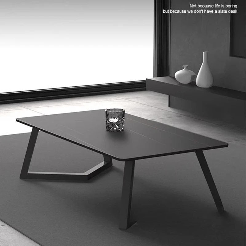 طاولة قهوة مستطيلة سوداء غير منتظمة وبسيطة لتوفير المساحة، طاولة جانبية لطيفة وفريدة من نوعها، ديكورات غرفة مساعدة جمالية ميسا #3