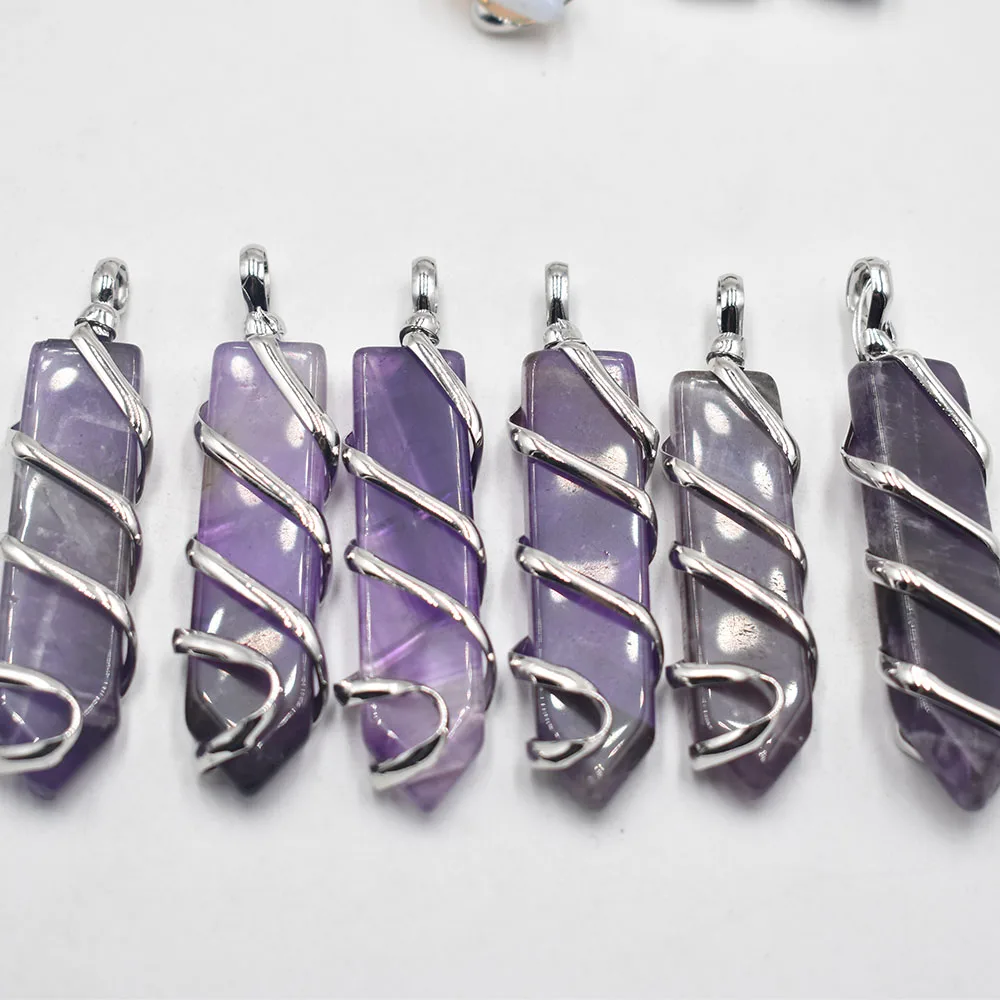 2022 fashion good quality natural stone amethysts sword shapependant for jewelry making 6pcs/lot wholesale free shipping