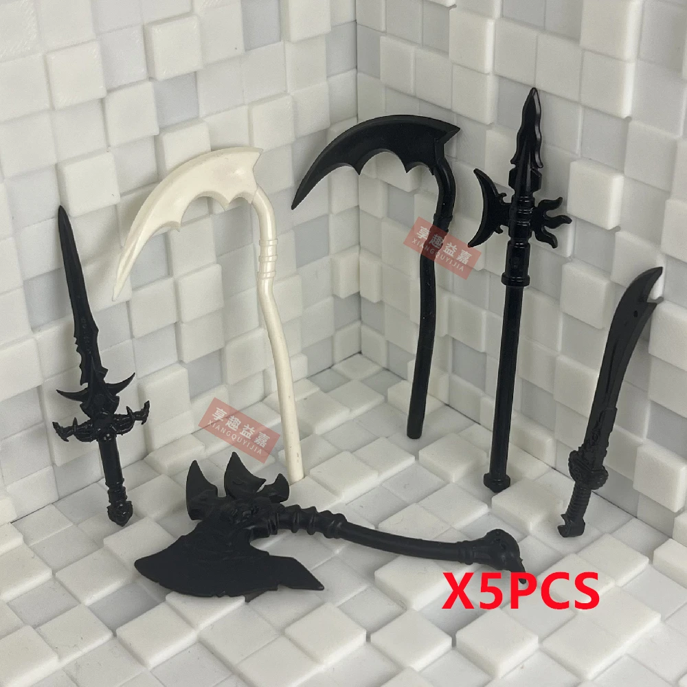 5PCS Middle Ages Sickle of death Axe head accessories Building Blocks Model Bricks mini Action toy Figures Toy gift for children