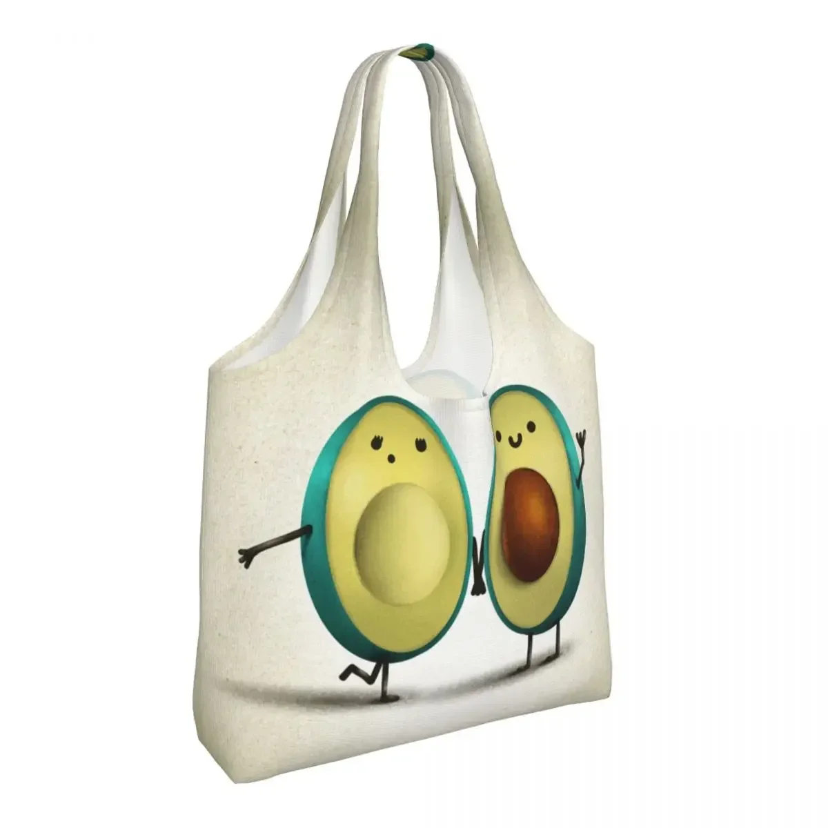 Kawaii Printing Avocado Love Shopping Tote Bag Portable Canvas Shopper Shoulder Fruit Vegan Bags Photography Handbags