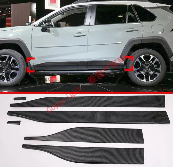 

Carbon Fiber Style Side Door Body Molding Moulding Trim For Toyota Rav4 2019 2020 Car Accessories Stickers