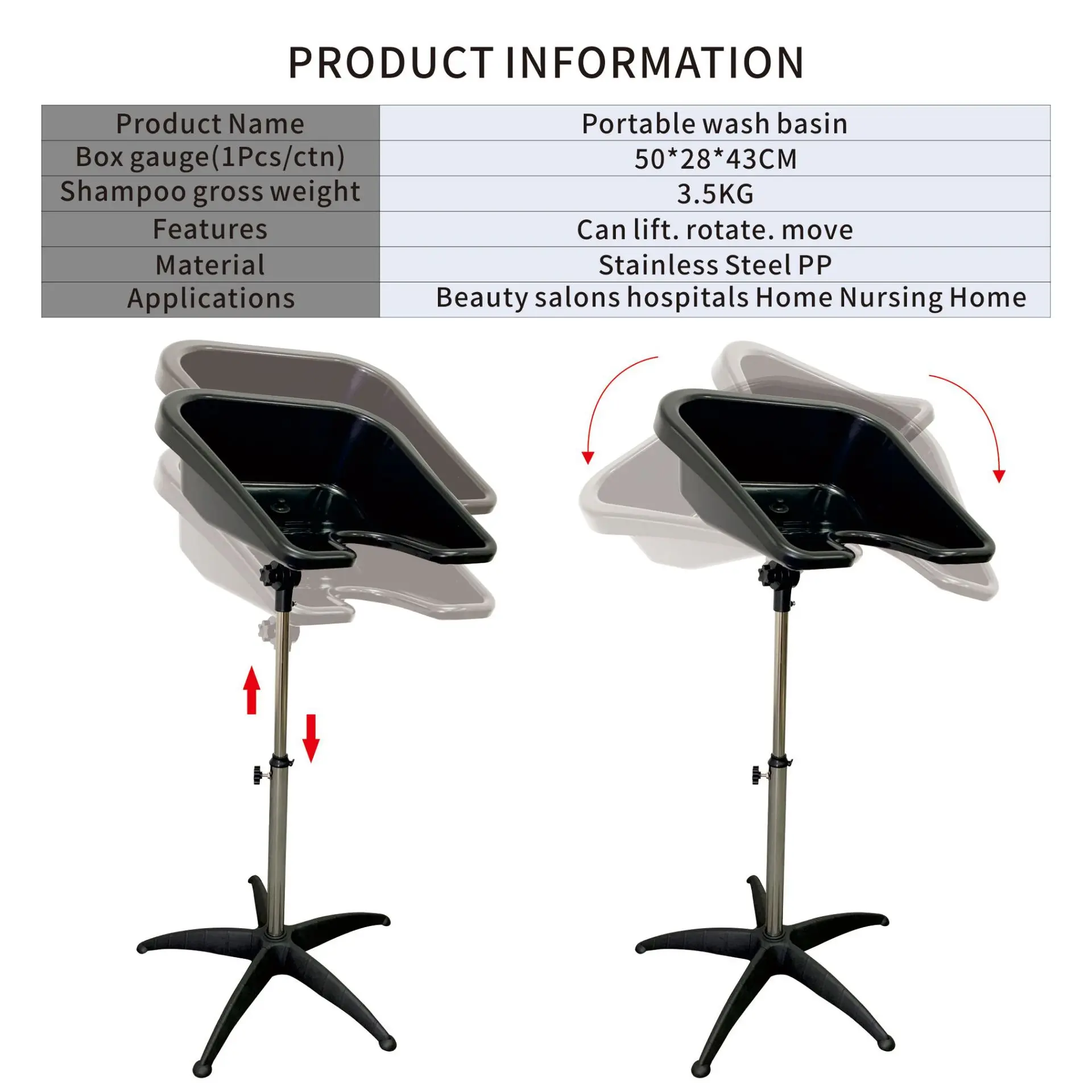 

Barbershop Shampoo Bowl Mobile Shampoo Bowl Height-Adjustable Hair Washing Sink Suitable for Beauty Salon Home