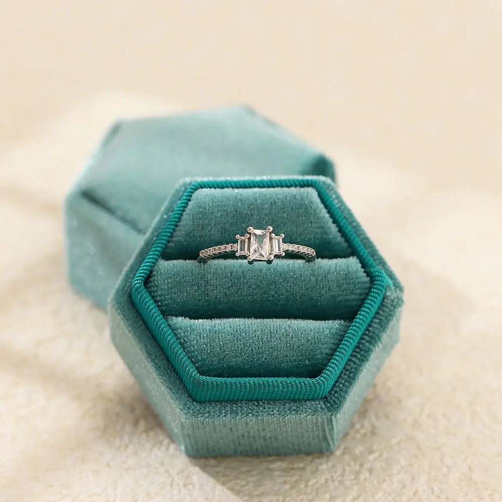 بسيطة اثنين من فتحات خواتم مخملية حامل فاخر مسدس خواتم حامل صندوق اقتراح خواتم الزفاف عرض حالة الزفاف