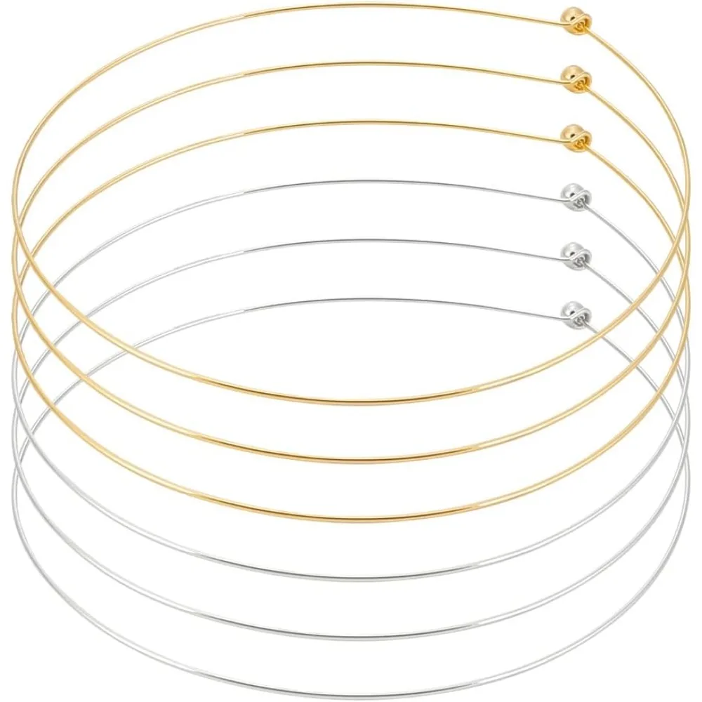 

6 шт., 2 цвета, ожерелья с воротником из проволоки для женщин, 5,51 дюйма/14 см, колье-колье, металлическое золотое открытое колье-колье, металлическое