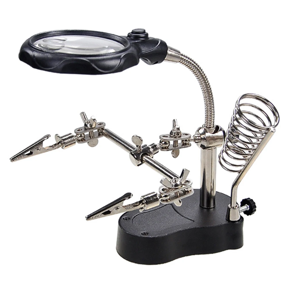 Kaca Pembesar Lampu LED Dapat Disesuaikan Mendukung Kaca Pembesar Las Multifungsi Membantu Alat Perbaikan Anti-selip untuk Inspeksi Perawatan