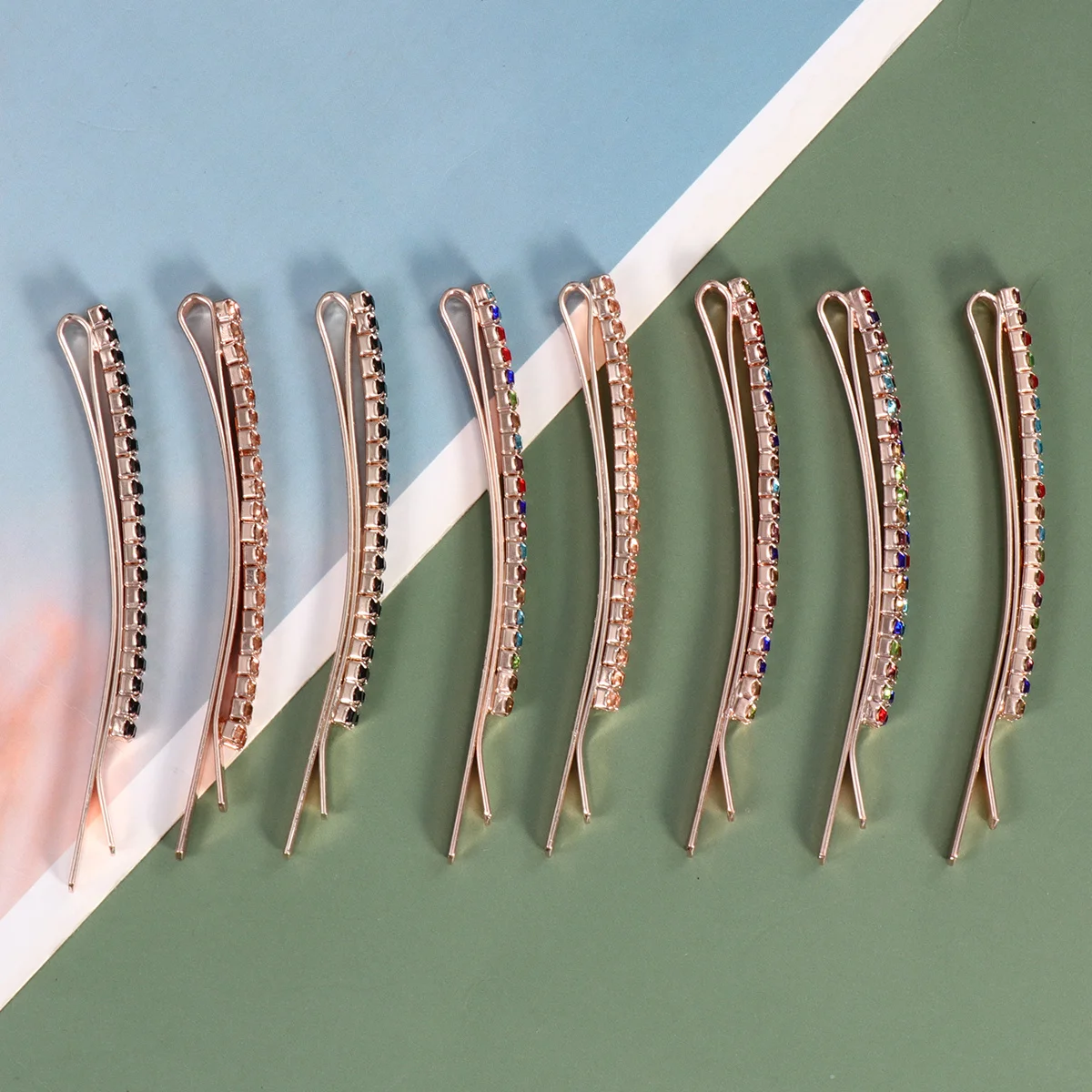

8Pcs Rhinestone Hair Barrette Clips Crystal Sparkling Hair Accessories for Women Girls Wedding Party Elegant Simple Design