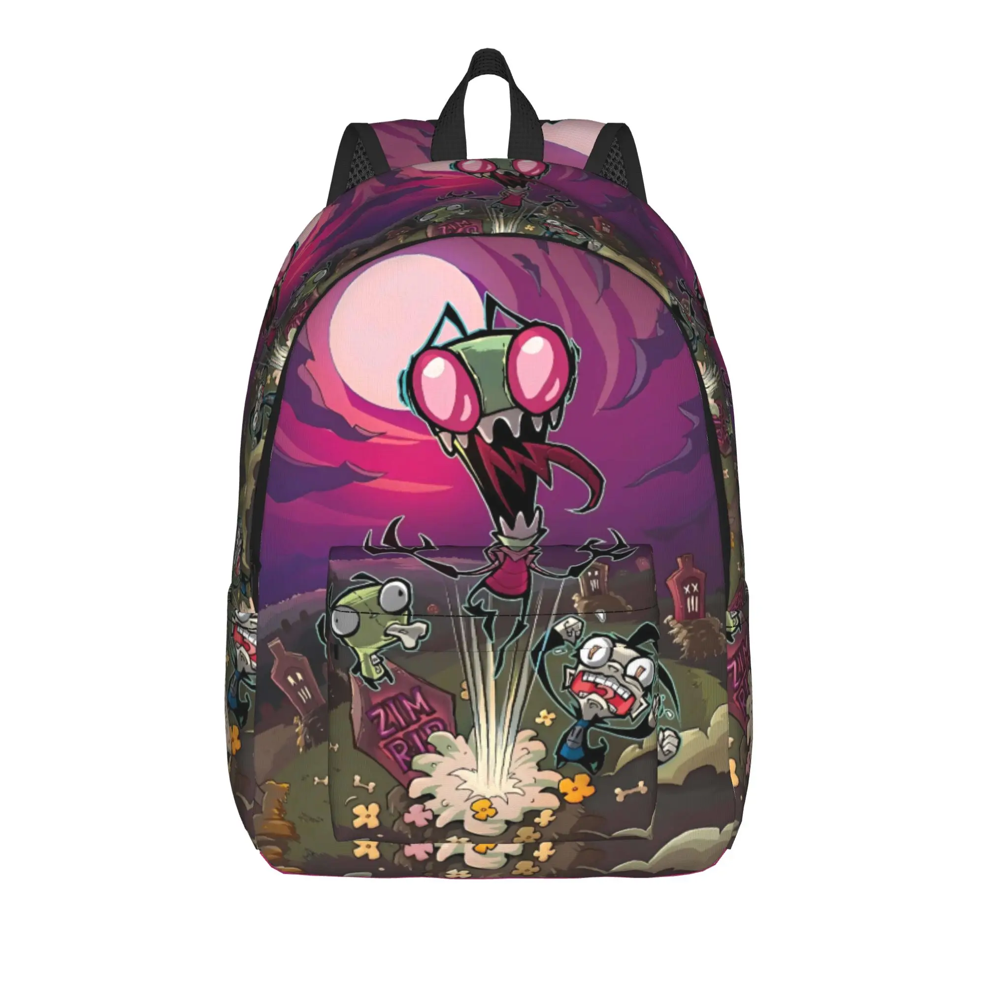 Cartoon Invaders Zims Aliens Backpack  Teen Polyester Travel Backpacks Soft Kawaii High School Bags Rucksack