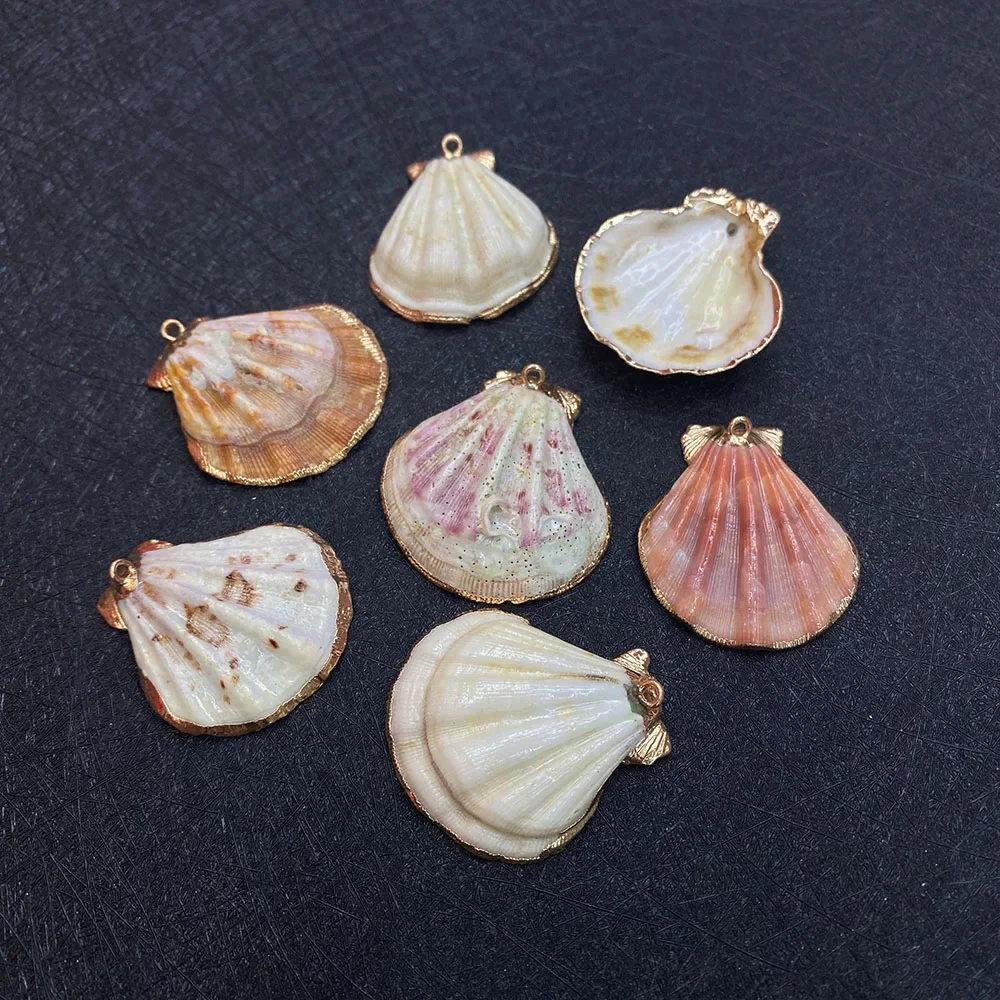 5pcs Natural Shell Pendant with Gilt Edge DIY Handmade Jewelry Making Shell Necklace Pendant Bohemian Style Jewelry Accessories