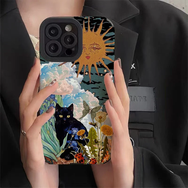 Black Cat Butterfly Phone Cases for Iphone 11 Iphone 16 Pro Max Iphone 13 Pro Max Iphone 14 Pro Max Iphone 15 Pro Max Case