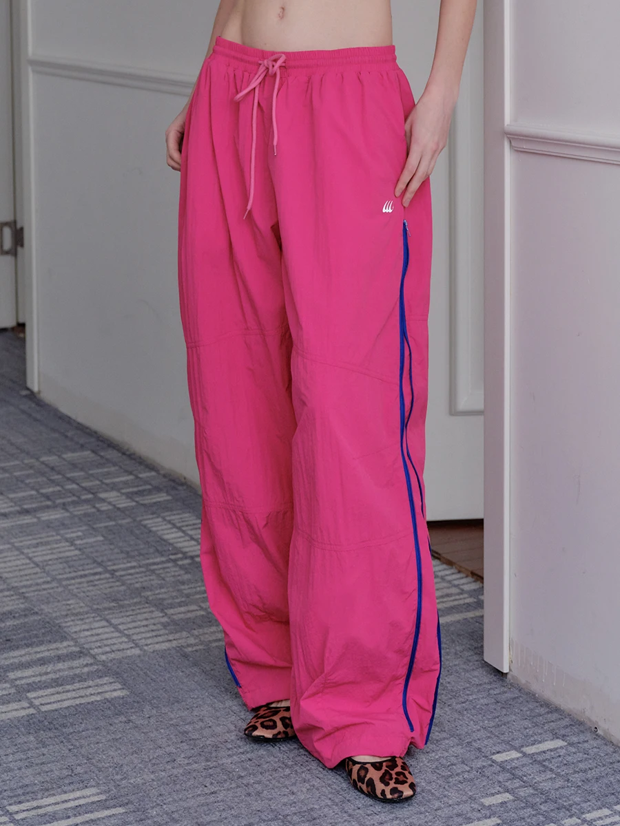 Al aire libre ligero a prueba de viento cremallera Qui Dry deportes Casual Dstring pantalones primavera paracaidista pantalones sueltos de mujer Trou...