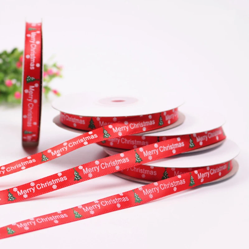 Single Face Red Ribbon, Poliéster Gift Packaging Tape, Produtos de Férias, Natal, Halloween, Birthday Party Decor