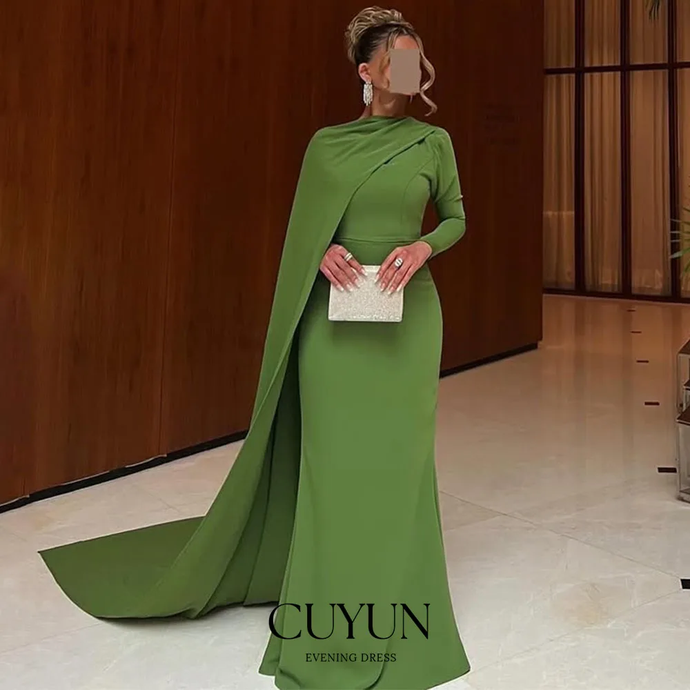 

CUYUN Скромное вечернее платье шалфея зеленого цвета для ужина, банкета, индивидуальные элегантные женские платья для торжественных случаев в Саудовской Аравии, Дубае