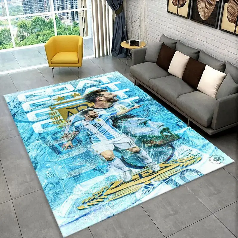 Football Goat M-Messi Sport Non-Slip Area Rug for Living Room,Bedroom,Playroom,Soft Carpet Floor Mat Home Decor Rug Kids Room