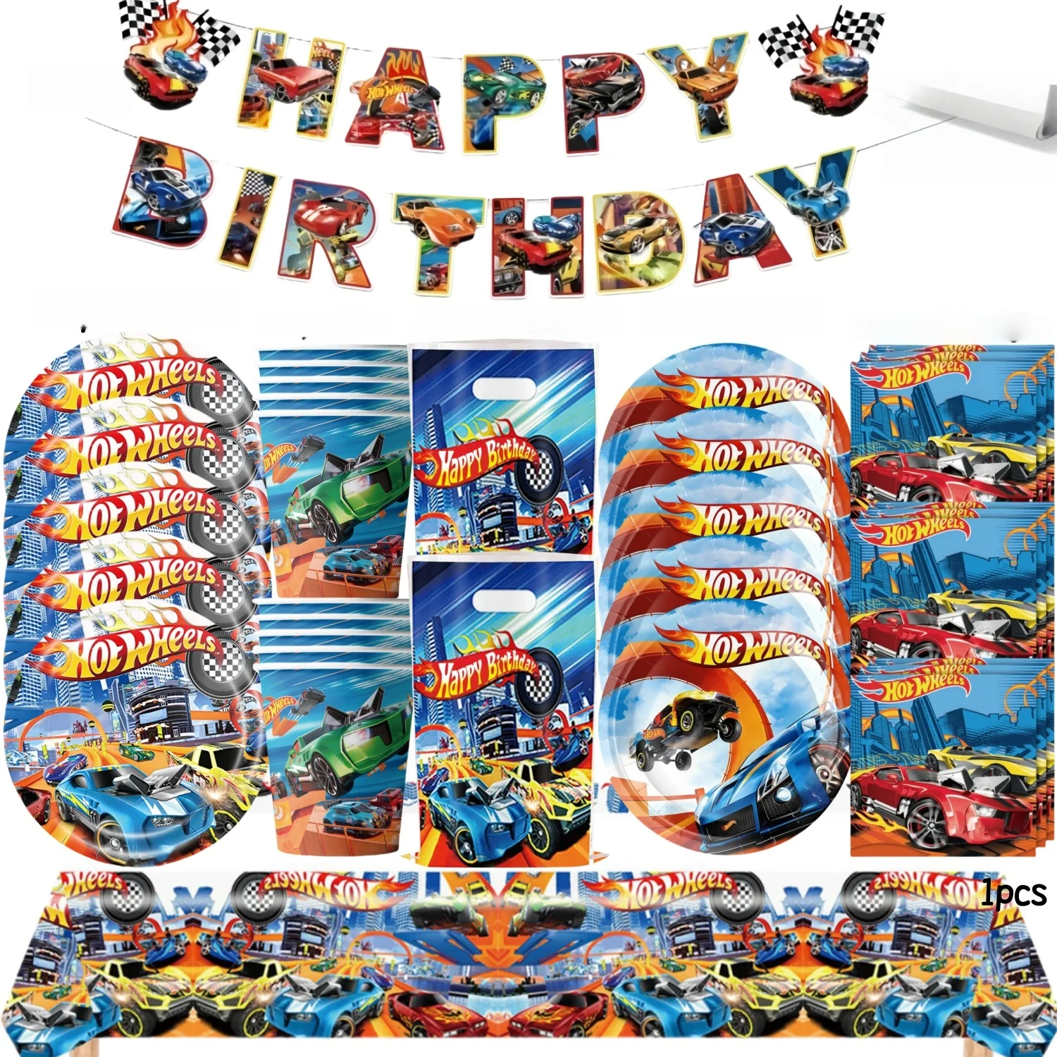 

Hot Wheels Birthday Party Kit Decoration Hot Wheels Balloons Birthday Boy Racing Tablecloth Glasses Baby Shower Boy Party Favors