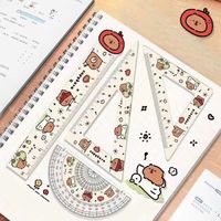 Capybara 4PCS Ruler Set Straight Ruler/Protractor/Set Square Measure Tool Geometry Maths Drawing Stationery School Supplies