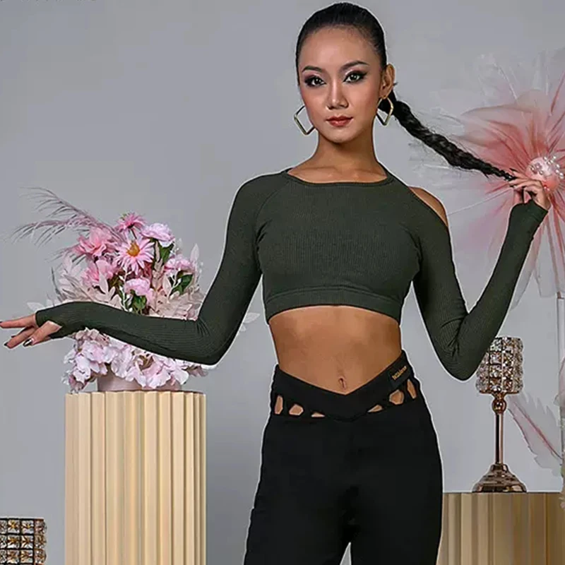 Sexy Latin Dance Tops Women Backless Vest Adult Practice Clothes Samba Rumba Salsa Dance Clothes Standard Latin Dancewear BL8290