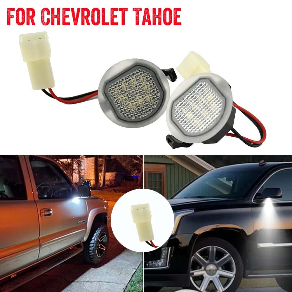 

For GMC Sierra Chevrolet Silverado 2500HD 3500HD 2020-2021 GMC Yukon XL Suburban Tahoe 2015-2020 LED Puddle Side Mirror Lights