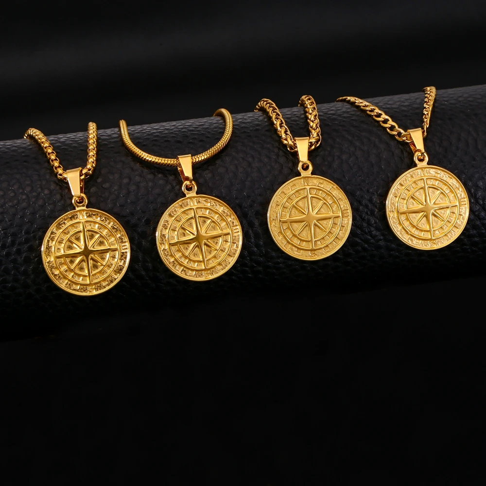 SGMAN 2024 Trendy DIY Custom Stainless Steel Compass Pendant Charms for Men Jewelry Making Chain Gift Gold Color Free Shipping view 3