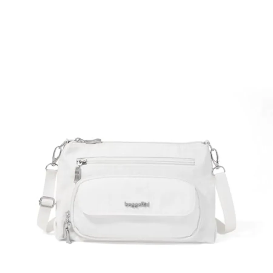 

Everyday crossbody bag for travel, lightweight nylon, black, RFID-protected with zippered security