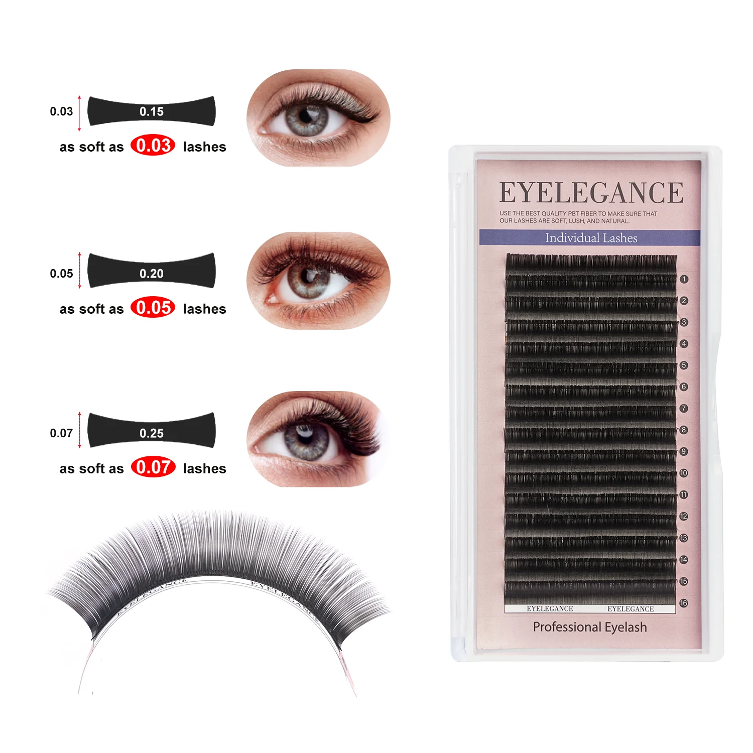 EYELEGAANCE 16 Rows Flat False - Eyelash Extension Qc recension och pris