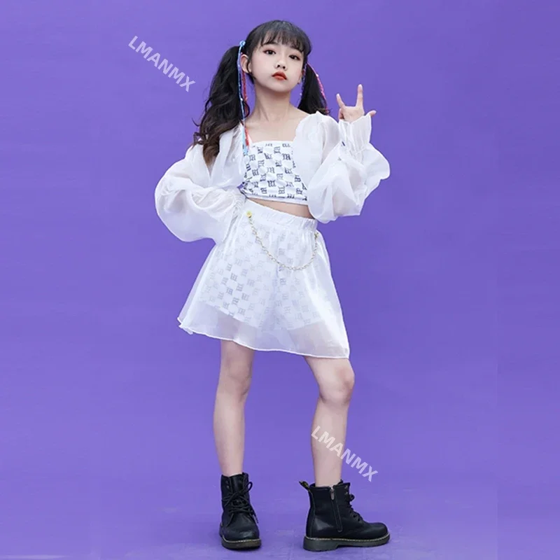 Jazz Dance Performance Costume Girls Modeling Stage Walking Dance Wear Set Fashion Street Dance Costumes Kids Kpop Clothes