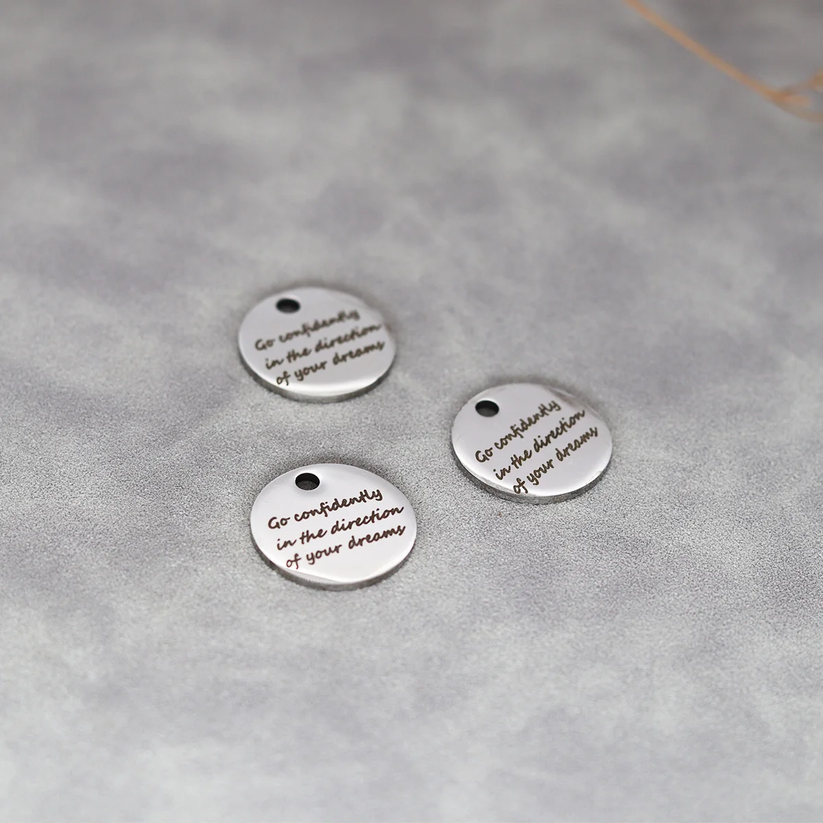 3pcs/Lot Stainless Steel Go Confidently In The Direction of Your Dreams Laser Engraved Charm for Jewelry Making Graduation Gift